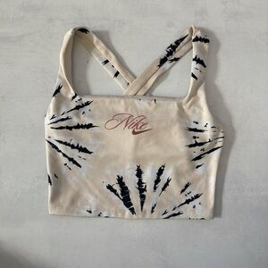 Nike Women's Beige and Black Sunburst Crop Top